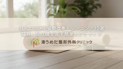 自宅でできる姿勢改善トレーニング10選｜猫背・反り腰を直す簡単エクササイズのアイキャッチ画像